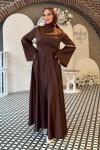 Hadise Tesettür Abiye Kahverengi