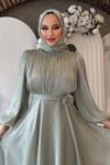 Belinay tesettür abiye Mint Yeşili