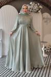 Belinay tesettür abiye Mint Yeşili