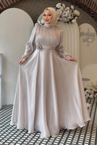 Belinay tesettür abiye Taş Rengi