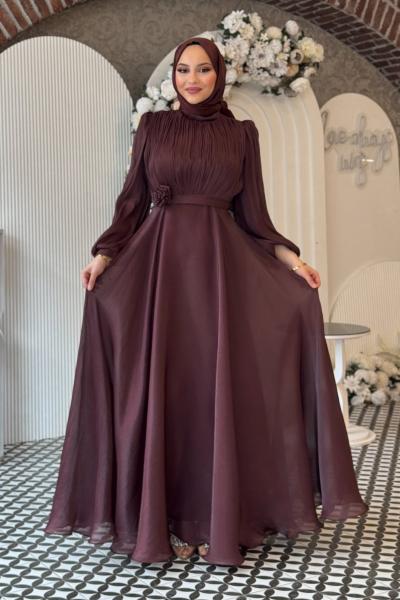 Belinay tesettür abiye Kahverengi