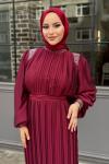 Sema Taş Detaylı Abiye Tesettür Bordo