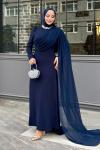 Belgin Tesettür Abiye Lacivert