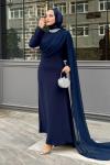 Belgin Tesettür Abiye Lacivert