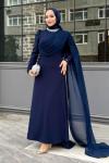 Belgin Tesettür Abiye Lacivert