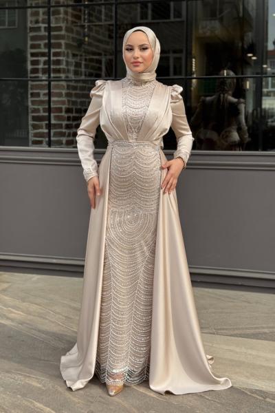 Zuhal Tesettür Abiye Taş Rengi