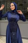 Zuhal Tesettür Abiye Lacivert