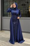 Zuhal Tesettür Abiye Lacivert
