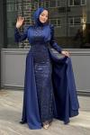 Zuhal Tesettür Abiye Lacivert