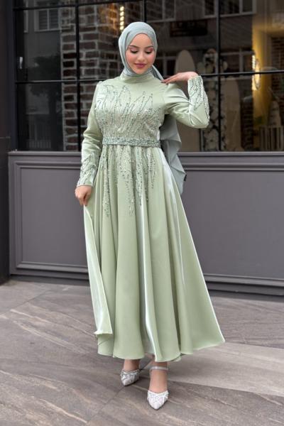 Ayten Tesettür Abiye Mint Yeşili