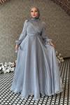 Sudenaz Tesettür Abiye Gri