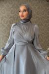 Sudenaz Tesettür Abiye Gri