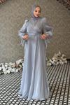 Sudenaz Tesettür Abiye Gri