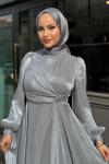 Sudenaz Tesettür Abiye Gri