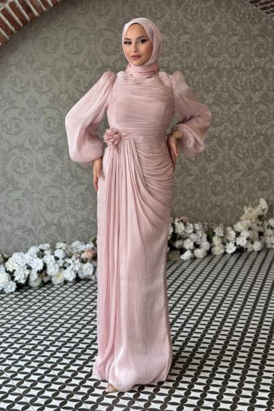 Talya Tesettür Abiye Pudra