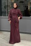 Talya Tesettür Abiye Kahverengi