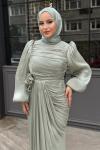 Talya Tesettür Abiye Mint Yeşili