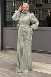 Talya Tesettür Abiye Mint Yeşili