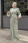 Talya Tesettür Abiye Mint Yeşili