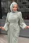 Talya Tesettür Abiye Mint Yeşili