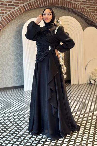 Cansu Tesettür Abiye Siyah