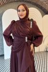 Cansu Tesettür Abiye Kahverengi
