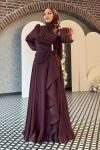 Cansu Tesettür Abiye Kahverengi