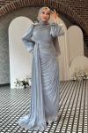 Derin Tesettür Abiye Gri