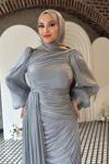Derin Tesettür Abiye Gri