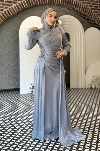Beste Tesettür Abiye Gri