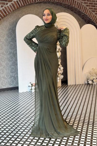 Miray Tesettür Abiye Haki