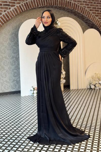 Miray Tesettür Abiye Siyah