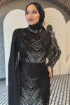 Petek Tesettür Abiye Siyah