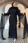 Çiçek Tesettür Abiye Siyah