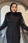 Çiçek Tesettür Abiye Siyah