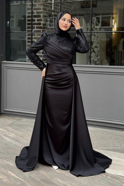 Suna Tesettür Abiye Siyah