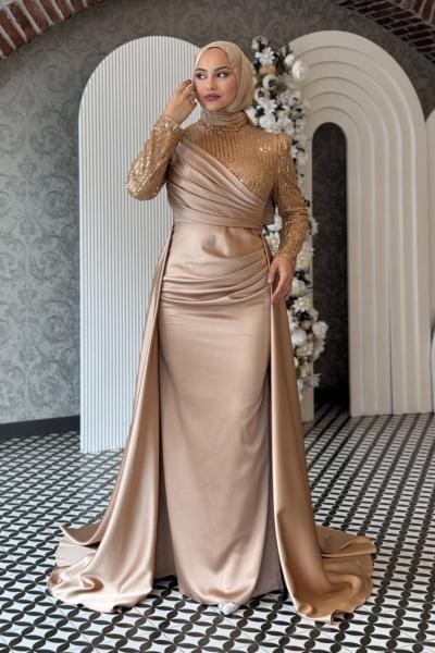 Suna Tesettür Abiye Gold