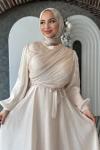 Meltem Tesettür Abiye Bej
