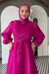 Meltem Tesettür Abiye Fuşya