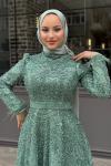 Hürrem Tesettür Abiye Mint Yeşili