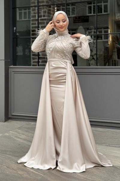 Linda Tesettür Abiye Taş Rengi