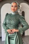 Linda Tesettür Abiye Mint Yeşili