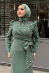 Luna Tesettür Abiye Mint Yeşili