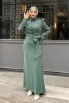 Luna Tesettür Abiye Mint Yeşili