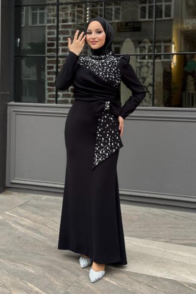 Luna Tesettür Abiye Siyah