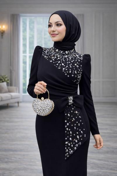 Luna Tesettür Abiye Siyah