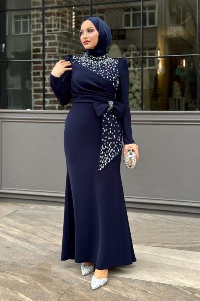 Luna Tesettür Abiye Lacivert