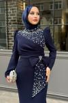 Luna Tesettür Abiye Lacivert