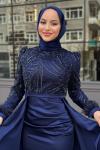 Linda Tesettür Abiye Lacivert
