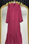AYMİRA PLİSELİ ŞİFON Bordo